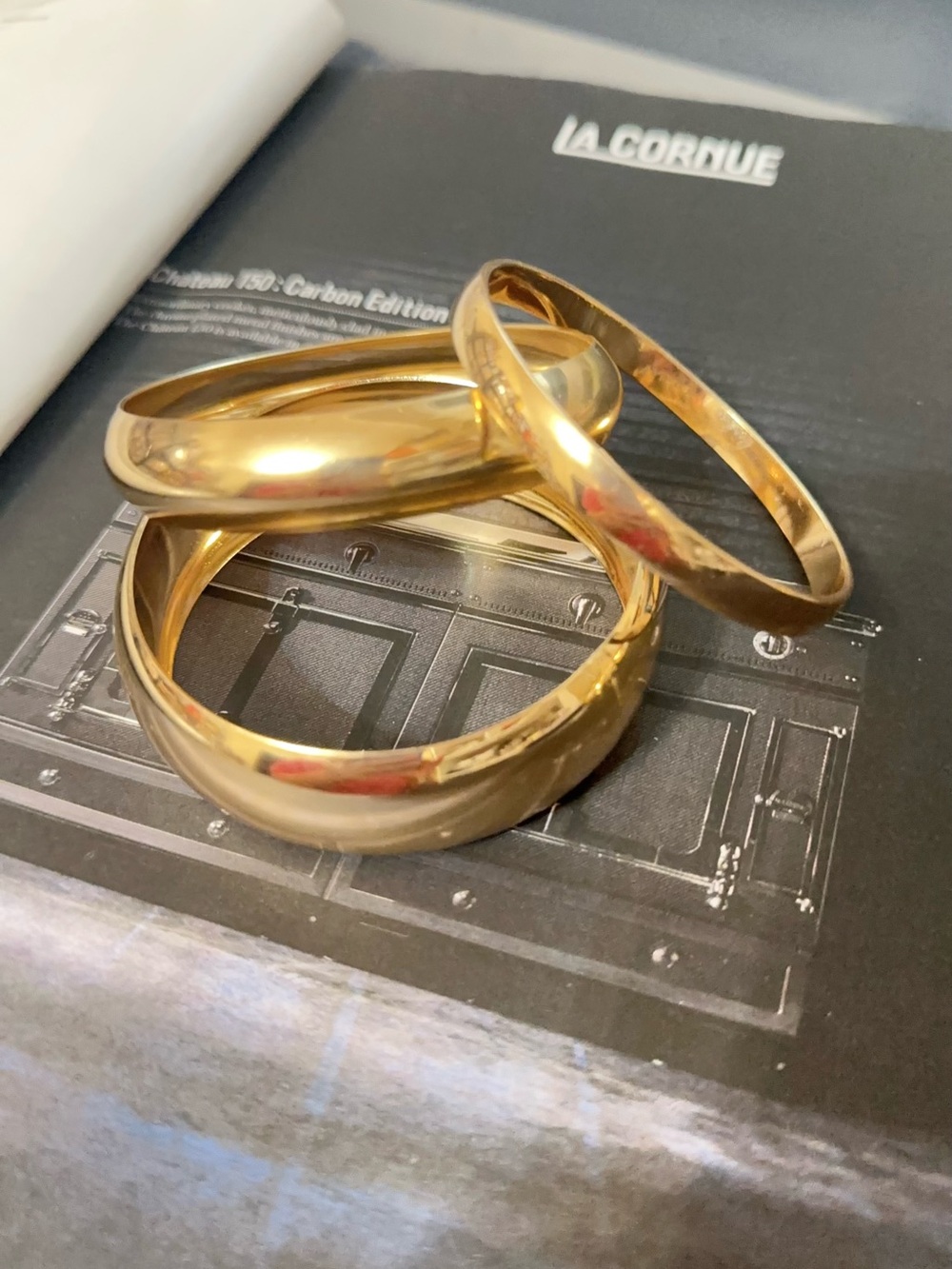 Set of 3 Gold Tone Stackable Bangle Bracelet Set